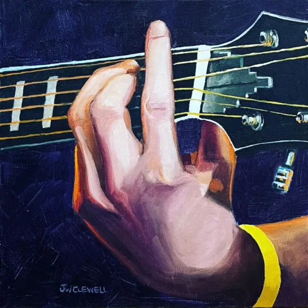 Hands Playing the Guitar Oil Painting