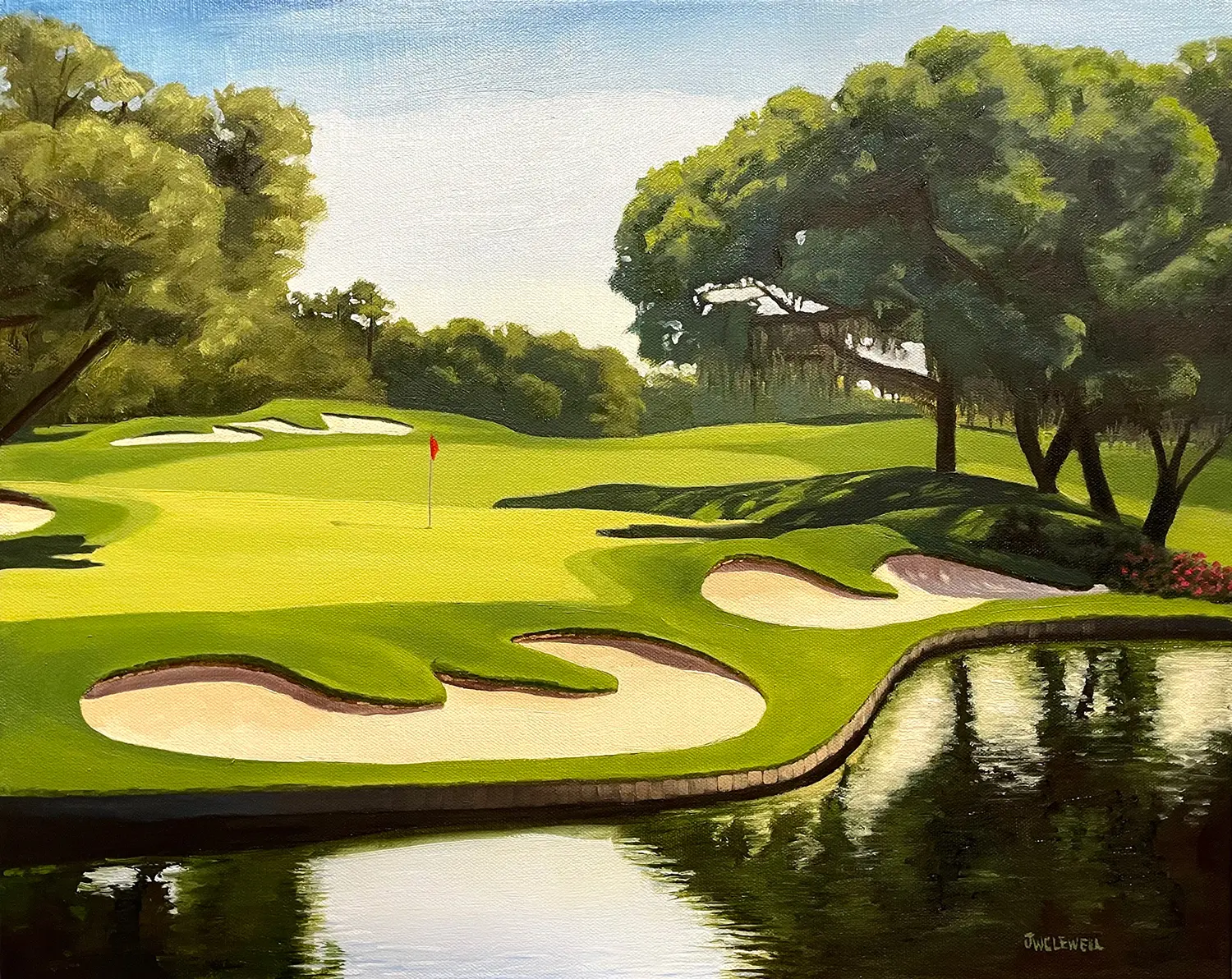 Pete Dye Style Golf Course Oil Painting